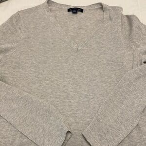 Metallic Silver Tommy Hilfiger cotton V-neck sweater